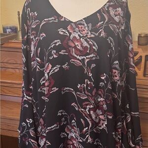 Floral Black and Red Blouse